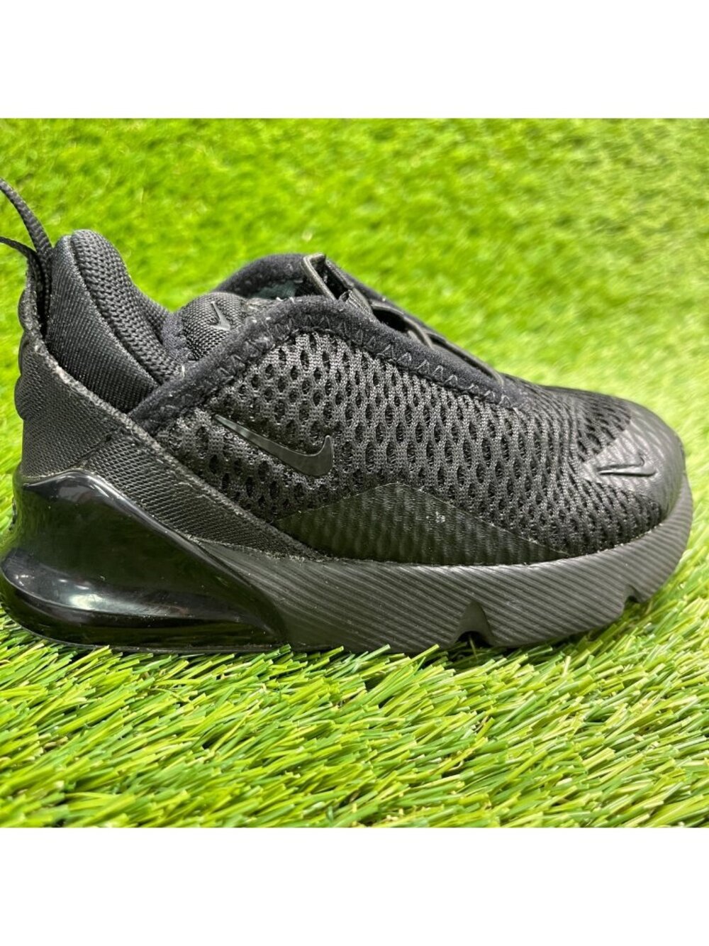 Nike Air Max 270 Toddler Size 7C Triple Black Athletic Running Shoes Sneakers